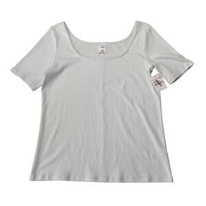 Melrose Market Light Blue Scoop Neck Stretch Tee Shirt Top L NWT